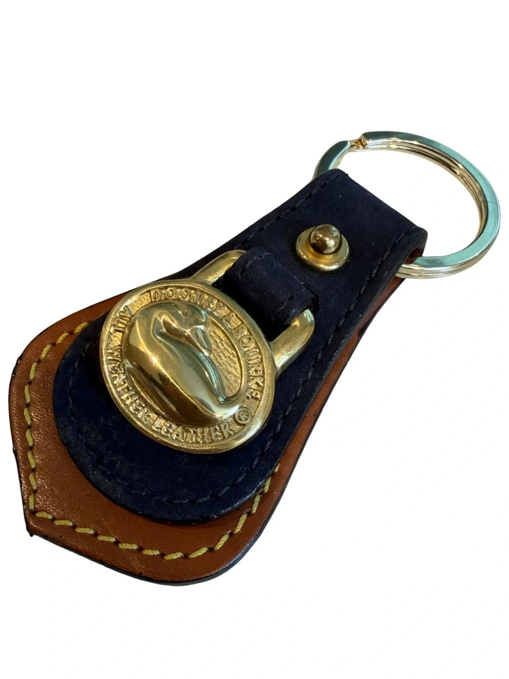 Dooney & Bourke Vintage All Weather Leather brass duck Keychain - Picture 2 of 3